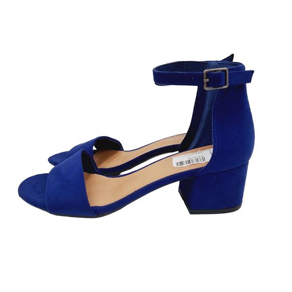 Sugar Noelle Electric Blue Low Block Heel ankle strap open toe sandals 7 - Picture 2 of 6